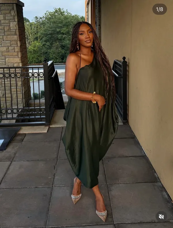 Zara Elegant Green One-Shoulder asymmetric maxi Dress evening party - Image 4