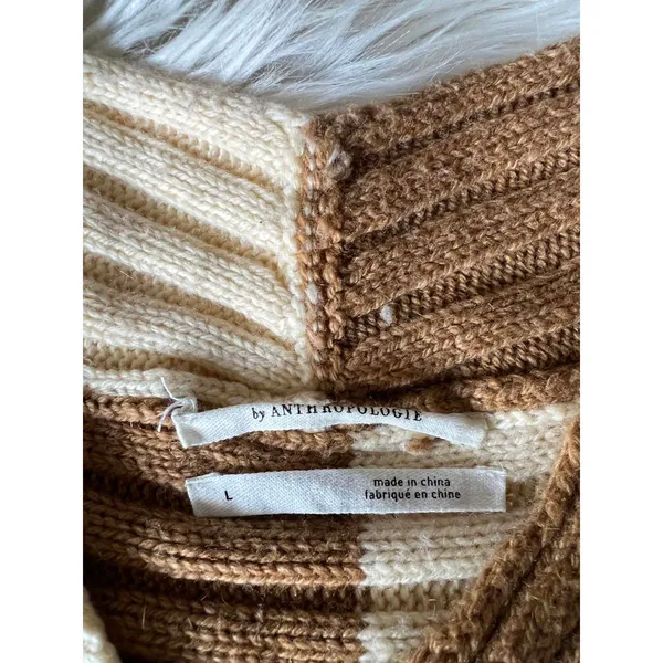 Anthropologie Colorblock Ribbed Knit Sweater Size L - Image 3