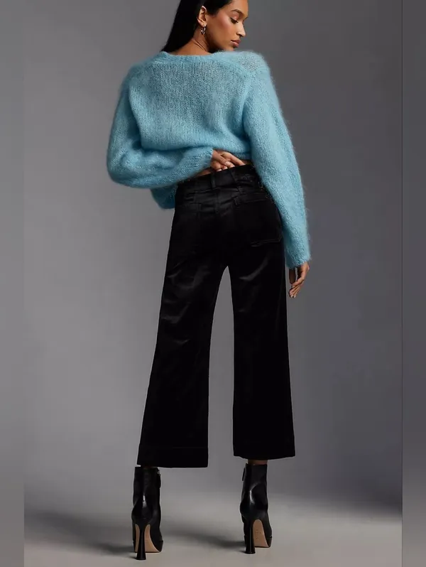 Maeve Colette Velvet High Rise Wide Leg Cropped Pants - Image 3