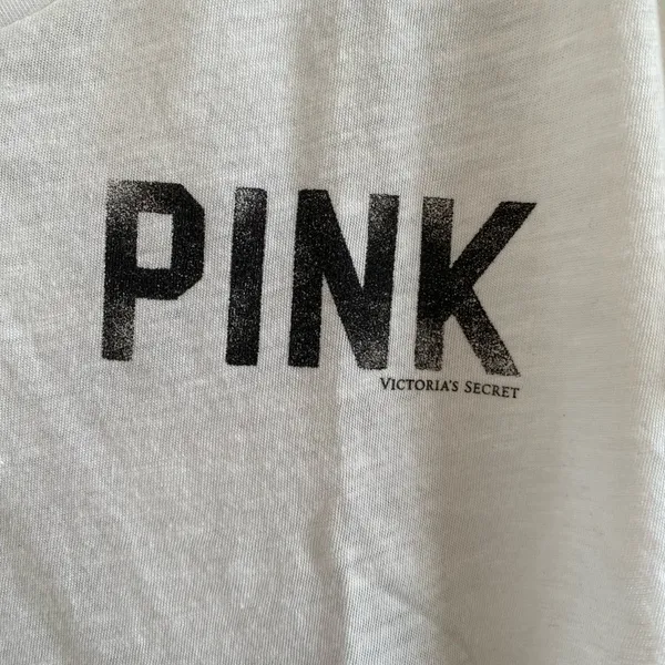 Victoria's Secret Pink White & Black Graphic Tee Size L New Without Tag - Image 2