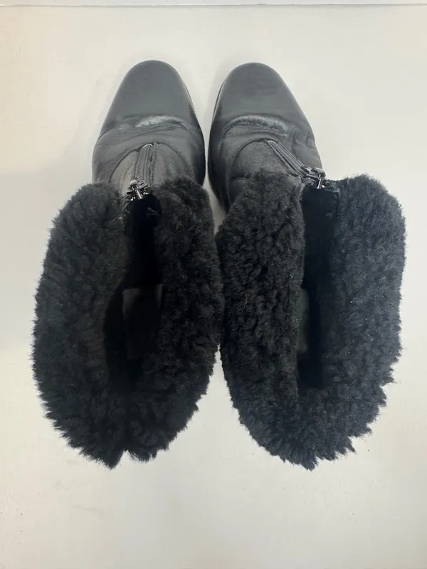La Canadienne Black Leather Shearling Front Zip Ankle Boots Womens Size 7.5 - Image 3