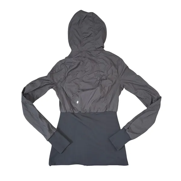 Lululemon Dance Studio Jacket Women‎ 4 Grey Hooded Hybrid Ribbed Full Zip - Image 3