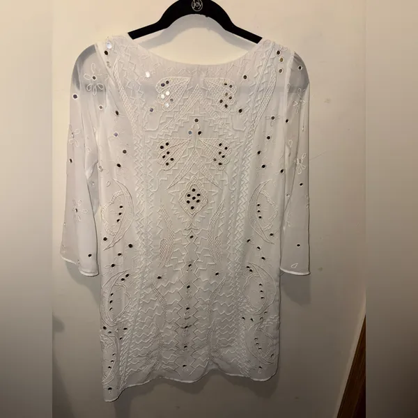 Alice + Olivia butterfly embellished mini dress white‎ lined size XS - Image 8