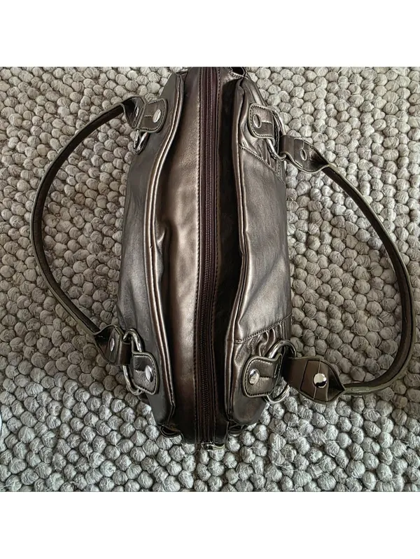 Source Unknown Womens Shoulder Bag Gold Bronze Purse Silver Accents Rectangle Coquette Charm - Image 5
