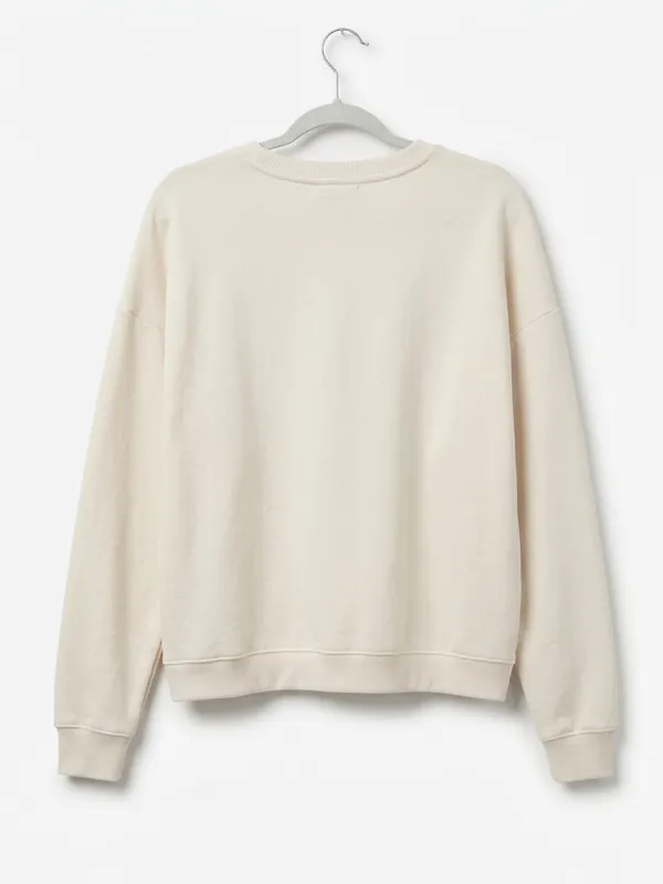 Grayson Threads AC/DC Lightning Bolt Graphic Cropped Sweatshirt Cream Large - Image 2