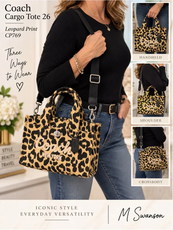 NEW Coach Cargo Tote Bag 26 Leopard Print CP769 NWOT - Image 4