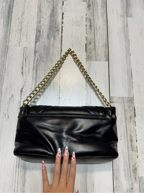 Grossi Black Quilted Puffer Shoulder Bag Gold Chain Strap Faux Leather Handbag - Image 4