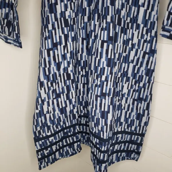Mata Traders NWT All Gathered Up Dress Blue 3/4 Sleeve Size Small - Image 3