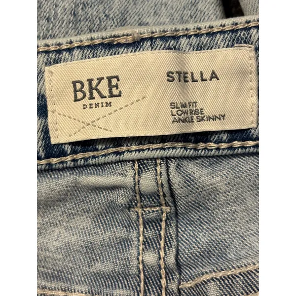 BKE Stella Low Rise Ankle Skinny Jeans Light Acid Wash Distressed Slim Fit - Image 3