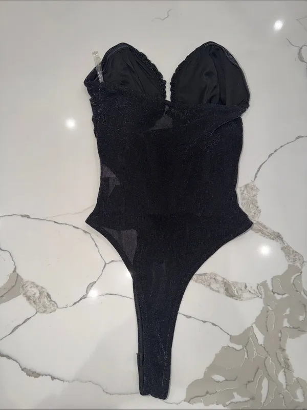 Sparkle Strapless Black Bodysuit - Image 2