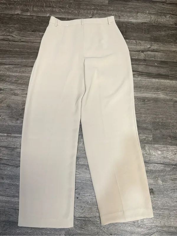 Express Super High Rise Trouser Pants Beige Ivory Size 6R - Image 3