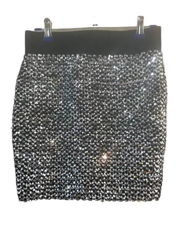 Forever 21 Silver Sequin Mini Skirt - Shimmer Disc Detail - Image 3