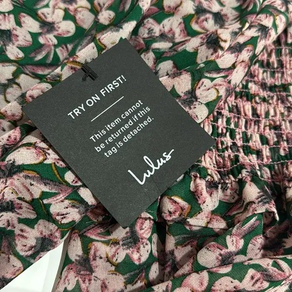 Lulus XL Floral Forever Green and Pink Smocked Skater Dress NWT - Image 5