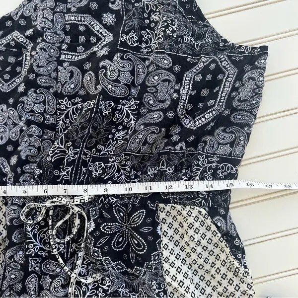 Loom & Thread Jumpsuit Large Paisley Patchwork Black White Boho Halter‎ Neck - Image 7