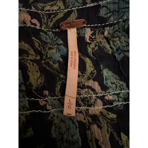 Free people Bohemian See it through Maxi Dress Twilight Floral Large Retro 70s - Image 12
