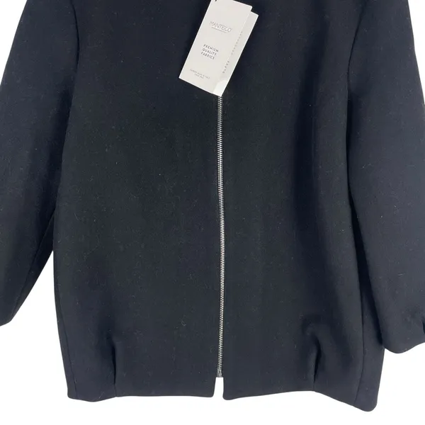 Zara Monteco Wool Front Zip Oversized Bomber Jacket Black Size XS - Image 6