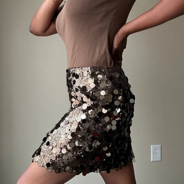 Ann Taylor Loft Brown Sequin Mini Skirt Size 12 - Image 2
