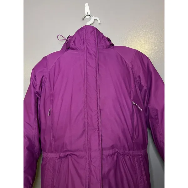 L.L.Bean Goosedown Coat Womens Large Purple Hooded Gore-Tex Down Parka Faux Fur - Image 5