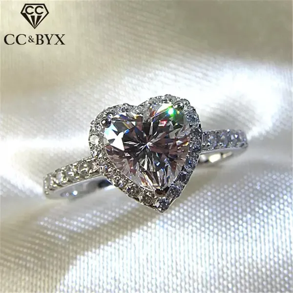 Heart Shape Diamond Logo 925 Silver Stampted Ring 5 6 8 9 10 Lmk your size after you pay. - Image 4