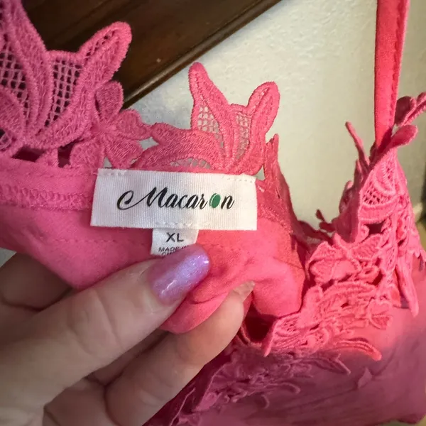 Pink Lace Trim Women's Top - Image 2