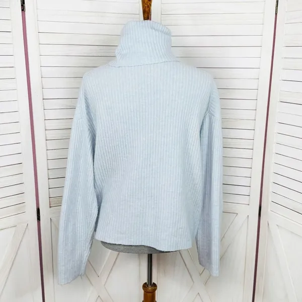 H&M Oversized Ribbed Cowl Neck Sweater Powder Blue Medium‎ - Image 4