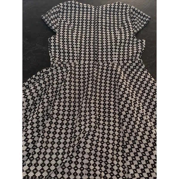 Maeve Anthropologie Dress Womens 10 Black Ivory Jacquard Flare Cap Sleeve A Line - Image 6