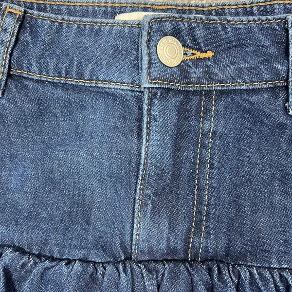 Abercrombie & Fitch Bubble Hem Denim Micro-Mini Jean Skirt 28" Dark Wash Y2K NEW - Image 7