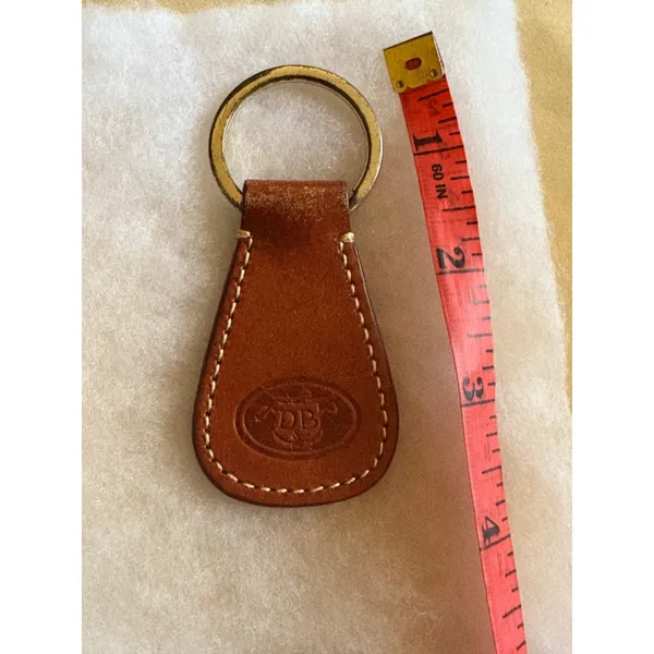 Dooney & Bourke Brown Gold Leather Keychain Ring Charm One Size - Image 3