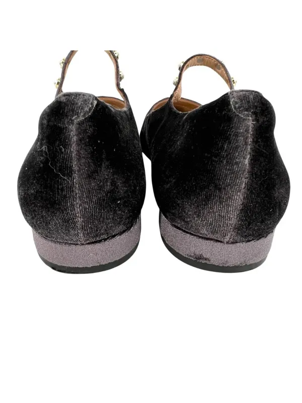 Draper James Abigail Velvet Mary Jane Flats Pearl Embellished Gray Size 8 - Image 7