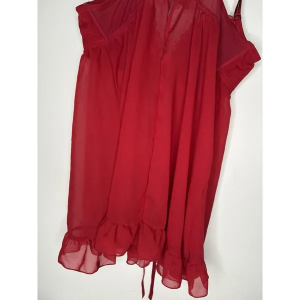 Cacique Plus Size 18/20 Chemise Babydoll Slip Dress Top Red Underwired Nighty - Image 6