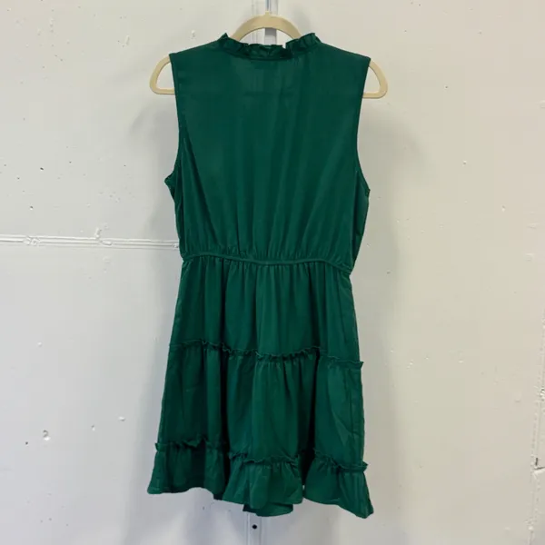 NWT Cupshe Emerald Green Tiered Ruffle Mini Dress Sleeveless Tie Neck Size Small - Image 2