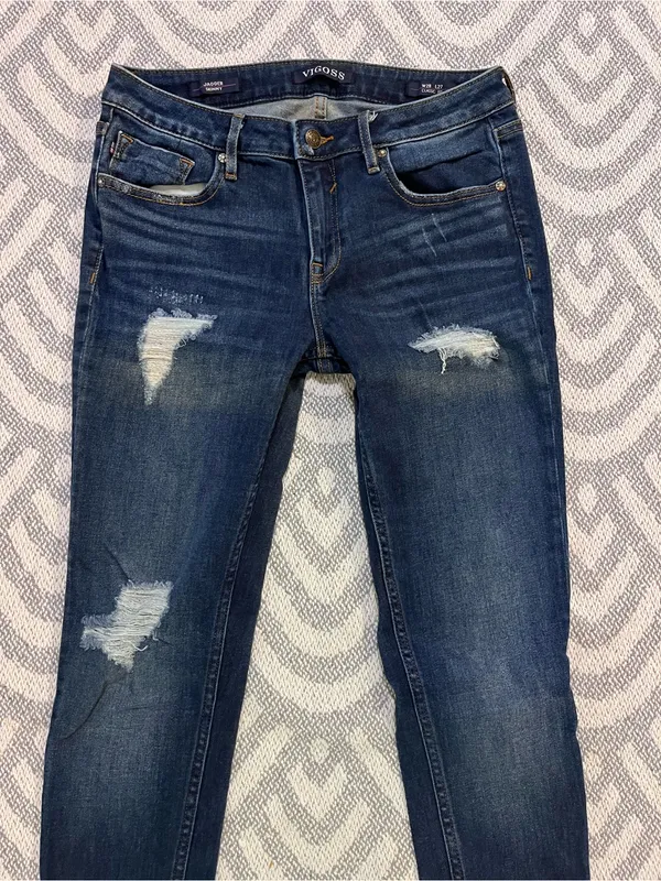 VIGOSS Women’s Jagger Distressed Classic Fit Skinny Blue Denim Jeans 28 - Image 2