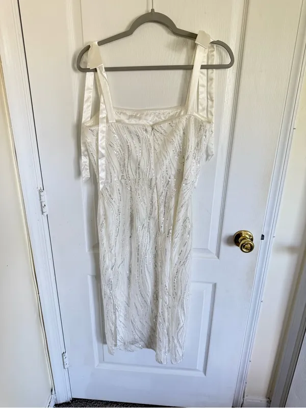 ML Monique Lhuillier Sequin Tie Shoulder Bridal Dress - Image 5