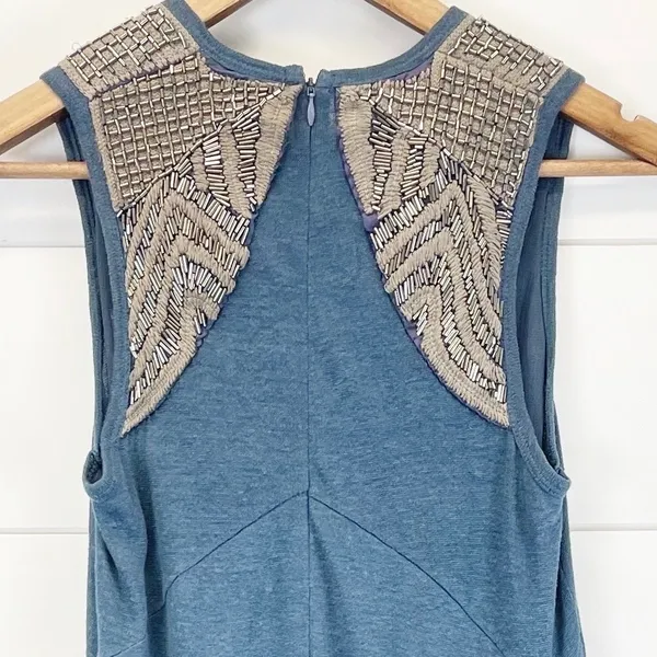 Fairy Grunge Beaded Linen Dress XS Indie Sleaze Angel Eclectic Artsy Free Spirit - Image 5