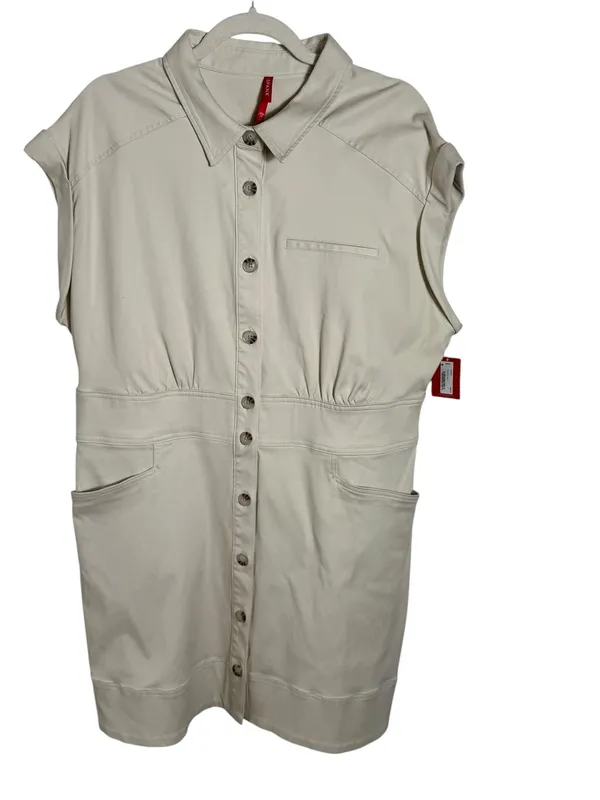 SPANX Stretch Twill‎ Utility Dress Eggshell Button Front Size 1X NEW - Image 3
