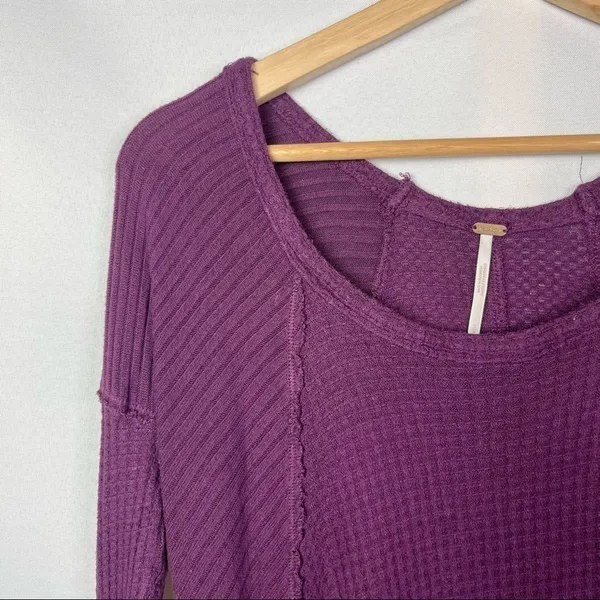 Free People Drippy Ventura Purple Thermal Long Sleeve Top S‎ - Image 4