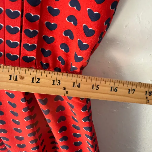 Girlfriends Material Red Navy‎ Heart Print Pleated Sleeveless A-Line Dress M - Image 6