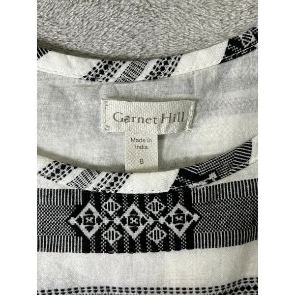 Garnet Hill Cotton Jacquard Woven Maxi Dress Black White Boho Southwest Size 8‎ - Image 6