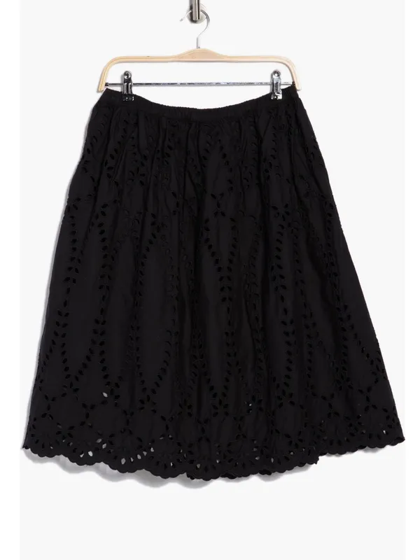 Frank & Eileen Gracie Black Eyelet Midi Skirt NWT XL - Image 4