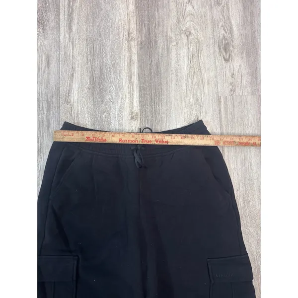 Athleta Easy Fleece Cargo Wide Leg Pants Black Women High Rise Size‎ Medium - Image 6