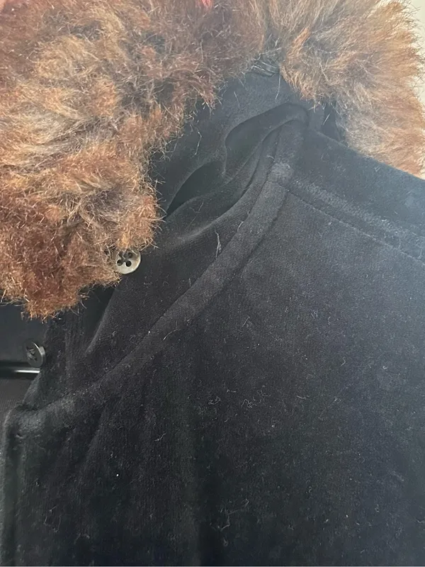 Ralph Lauren Navy Black Velvet Velour Zip Jacket with Removable Faux Fur Trim 2X - Image 4