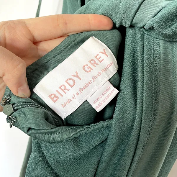 Birdy Grey maxi green formal‎ dress padded women's size XS open back side slit - Image 8