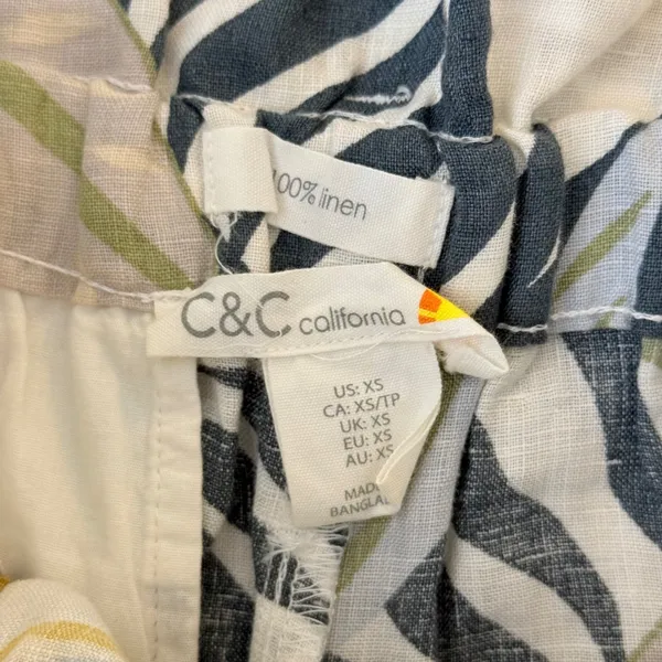 C&C California Tropical Palm Print Linen Coastal Resortwear Shorts Women XS - Image 7