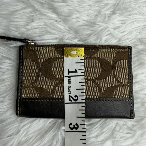 y2k COACH Signature Brown Card Holder Coin Purse Key Ring - Image 5