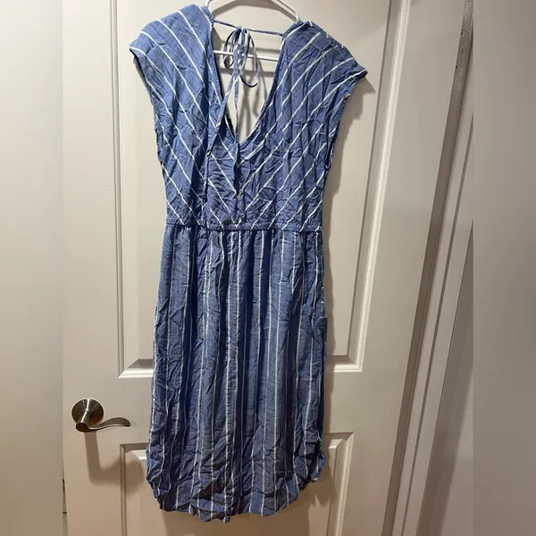 Universal Threads Universal Thread Blue and White Striped Midi Dress - Image 2