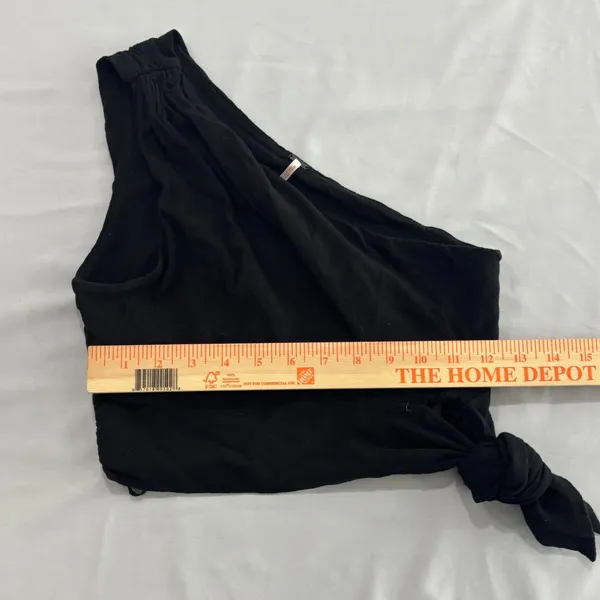 Free People Womens One Shoulder Side Tie Crop Top Black XS - Image 6