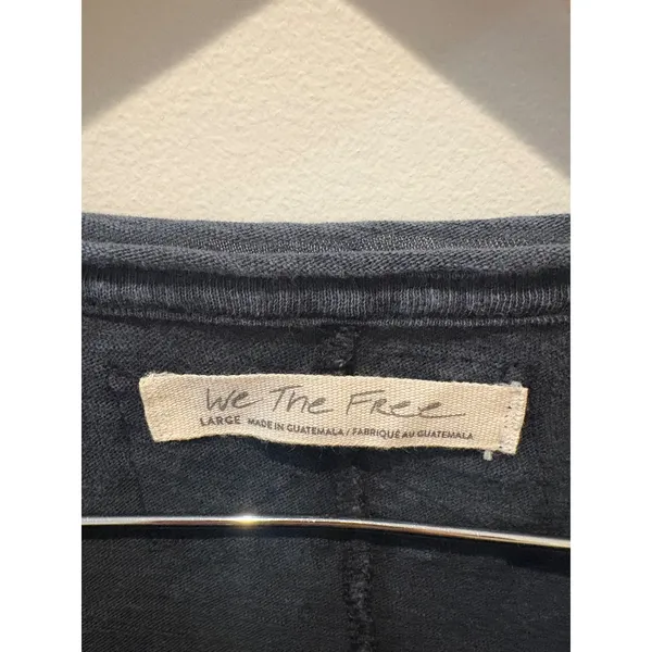 We The Free Free People Faded Black Lettuce Edge Long Sleeve Top Large - Image 2