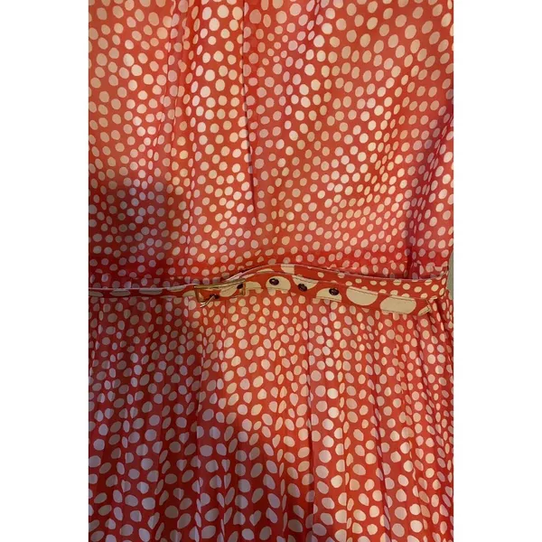 $348 Anthropologie Trina Turk 8 Millicent Dress Red/Orange Polka Dots Pleated - Image 4