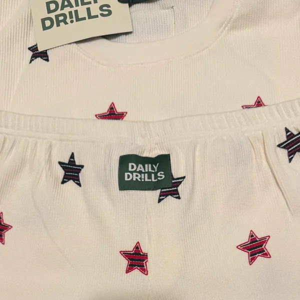 🆕 Daily Drills | Thermal Sleep Set | Cream + Stars | Sz: M/L - Image 8