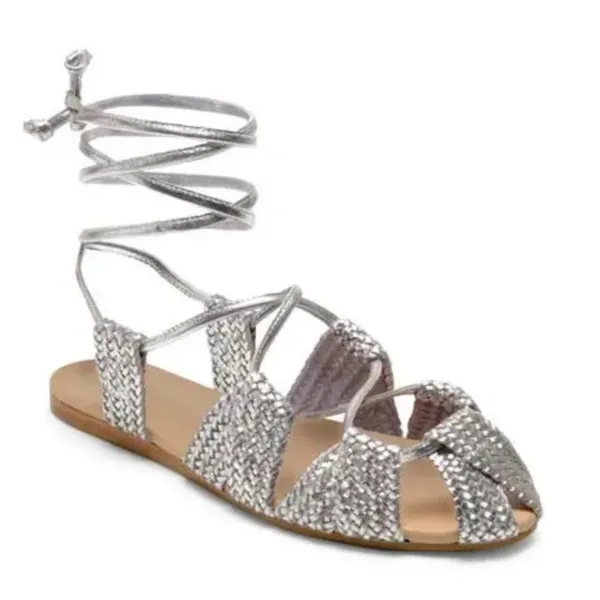 NWOT Free People Sunny Gilly Flats in Silver - Image 4
